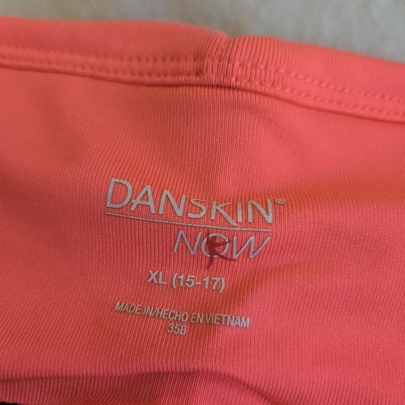 Danskin Now Dri More Black Capris Neon Coral Pink Accents Cropped Legging EB2 - Picture 2 of 9